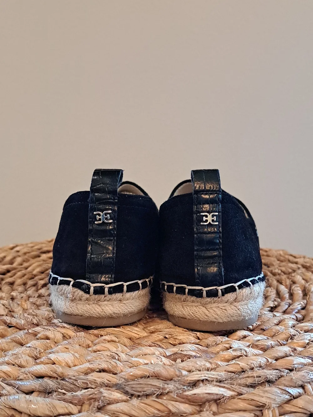 Sam Edelman Womens Khloe Black Suede Preppy/Vacation Espadrille Loafers 7.5
